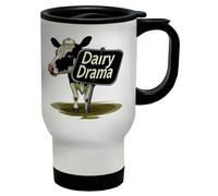 Shopagift Dairy Drama Travel Mug Funny Cow Lactose Intolerance Milk Stainless Steel 14oz Cup