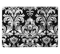 Shopagift Damask Black Silver Glamour Glass Chopping Board Large Kitchen Worktop Saver 39cm x 28cm