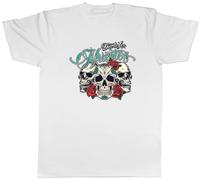 Shopagift Day of The Dead Mens T-Shirt Triple Skull Head Dia De Los Murtoes Tee White