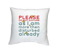 Shopagift Do Not Disturb Cushion Cover I am Disturbed already Funny Joke Bedroom Lounge Accessory - 40cm x 40cm