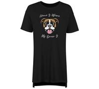 Shopagift Dog Pet Lover Women's Nightie Home is where my Boxer is Night Shirt Black