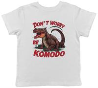 Shopagift Don't Worry Be Komodo Kids T-Shirt Funny Komodo Dragon Childrens Tee Boys Girls White