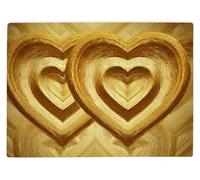 Shopagift Double Gold Interlinking Heart Glass Chopping Board Large Kitchen Worktop Saver 39cm x 28cm