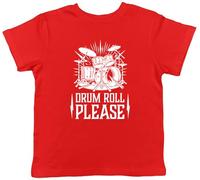 Shopagift Drum Roll Please Kids T-Shirt Drumming Drummer Childrens Tee Boys Girls Red