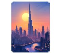 Shopagift Dubai Sunset Burj Scene Metal Poster Wall Tin Sign Man Cave Shed Bar Bedroom Home Kitchen - A5