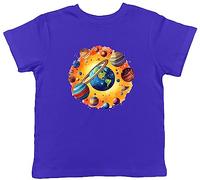 Shopagift Earth Space Kids T-Shirt Solar System Planets Childrens Tee Gift Blue