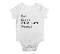 Shopagift Eat Sleep Calculate Repeat Baby Vest Maths Mathematics Bodysuit Boys Girls