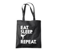 Shopagift Eat Sleep Karate Repeat Tote Shopping Beach Bag 10 Litres Capacity - 42cm x 38cm