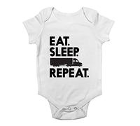 Shopagift Eat Sleep Lorry Driver Repeat Baby Grow Vest Bodysuit White