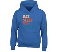 Shopagift Eat Sleep Martial Arts Kids Hoodie Karate Taekwondo Kung Fu Hoody Hooded Top Boys Girls Blue