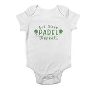 Shopagift Eat Sleep Padel Repeat Tennis Racket Sport Baby Grow Vest Bodysuit Boys Girls