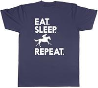 Shopagift Eat Sleep Ride Repeat Unisex T-Shirt Navy Blue