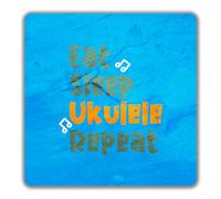 Shopagift Eat Sleep Ukulele 2 Pack Coasters Uke Strings Instrument Guitar - 9cm x 9cm