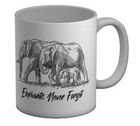 Shopagift Elephants Never Forget Mug Forever Memory Remember White 11oz Large Gift Ceramic Cup