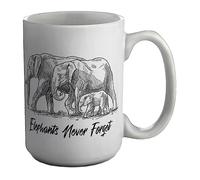 Shopagift Elephants Never Forget Mug Forever Memory Remember White 15oz Large Gift Ceramic Cup