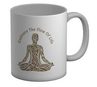 Shopagift Embrace The Flow of Life Mug Yoga Meditation Spiritual White 11oz Large Ceramic Cup
