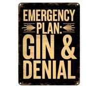 Shopagift Emergency Plan Gin & Denial Metal Poster Wall Tin Sign Man Cave Shed Bar Bedroom Home Kitchen - A5