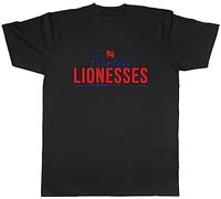Shopagift England Football Mens T-Shirt Lionesses Kick Passion Victory Tee Gift Black