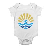 Shopagift Enjoy the Waves Baby Grow Vest Surfer Surfing Board Bodysuit Boys Girls