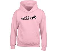 Shopagift Evolution of Horse Riding Kids Childrens Hooded Top Boys Girls Hoodie (UK, Age, 12 Years, 13 Years, Regular, Light Pink)