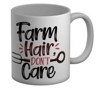 Shopagift Farm Hair Don't Care Pitchform Rodeo Girl Farmer Mug White 11oz Large Ceramic Cup