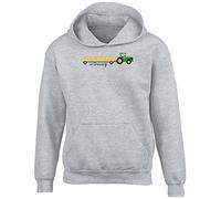 Shopagift Farmer in Training Kids Hoodie Farm Farming Tractor Lover Gift Hoody Hooded Top Grey