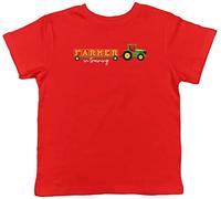 Shopagift Farmer in Training Kids T-Shirt Farm Farming Tractor Lover Childrens Tee Gift Red