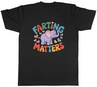 Shopagift Farting Matters Funny Cute Adorable Elephant Mens T-Shirt Tee Black
