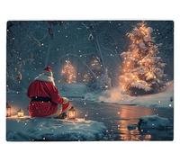 Shopagift Father Christmas Santa Fishing Glass Chopping Board Large Kitchen Worktop Saver 39cm x 28cm