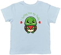 Shopagift Father's Day Kids T-Shirt I Turtley Love My Daddy Turtle Childrens Tee Gift Light Blue