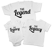 Shopagift Father's Day The Legend The Legacy Father Son Matching Outfits T-Shirt for Dad Son Baby White