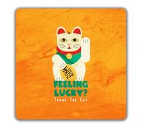 Shopagift Feeling Lucky? Thank the Cat Funny Maneki Neko 2 Pack Coasters - 9cm x 9cm