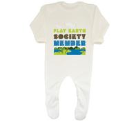 Shopagift Flat Earth Society Member Baby Romper Planet Globe World Boys Girls White
