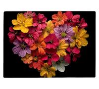 Shopagift Flowers in a Heart Shape Glass Chopping Board Large Kitchen Worktop Saver 39cm x 28cm