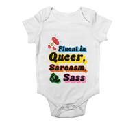 Shopagift Fluent in Queer Sarcasm and Sass LGBTQ Gay Pride Baby Grow Vest Bodysuit Boys Girls