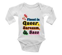Shopagift Fluent in Queer Sarcasm and Sass LGBTQ Gay Pride Baby Grow Vest Bodysuit Boys Girls L/S