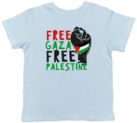 Shopagift Free Gaza Free Palestine Kids T-Shirt Fist Childrens Tee Boys Girls Light Blue