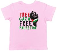 Shopagift Free Gaza Free Palestine Kids T-Shirt Fist Childrens Tee Boys Girls Light Pink