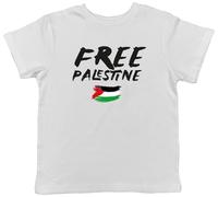 Shopagift Free Palestine Kids T-Shirt Distressed Vintage Childrens Tee Boys Girls White