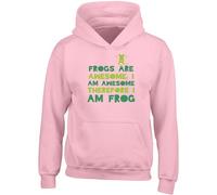 Shopagift Frogs are Awesome Kids Hoodie I am Awesome Therefore I am Frog Hoody Hooded Top Boys Girls Pink