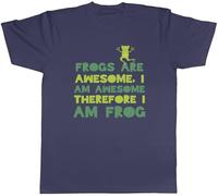 Shopagift Frogs are Awesome Mens T-Shirt I am Awesome Therefore I am Frog Tee Navy Blue