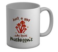 Shopagift Fungi Lover Mug Girl Who Loves Mushrooms White 11oz Large Ceramic Cup