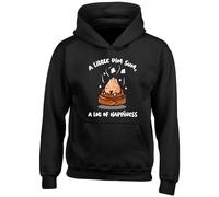 Shopagift Funny A Little Dim Sum Kids Hoodie A Lot of Happiness Dumplings Hoody Hooded Top Boys Girls Black