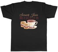 Shopagift Funny Afternoon Tea Scones Jam and a Spot of Tea Mens T-Shirt Tee Black