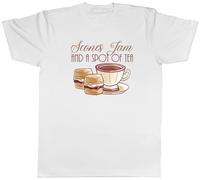Shopagift Funny Afternoon Tea Scones Jam and a Spot of Tea Mens T-Shirt Tee White