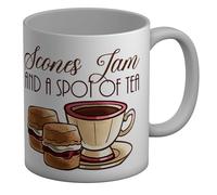 Shopagift Funny Afternoon Tea Scones Jam and a Spot of Tea Mug White 11oz Large Ceramic Cup