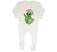 Shopagift Funny Aliens Baby Sleepsuit Romper UFO Martian We come in Peace Boys Girls Gift White