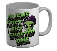 Shopagift Funny Aliens Exist. I Just Ghosted One UFO Space Mug White 11oz Large Ceramic Cup