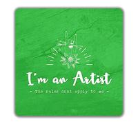 Shopagift Funny Artist 2 Pack Coasters Rules Don't Apply to Me Gift - 9cm x 9cm