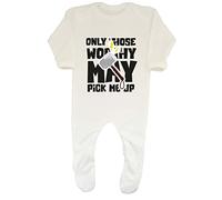 Shopagift Funny Baby Grow Romper Suit Only Those Worthy May Pick me up Boys Girls Gift White